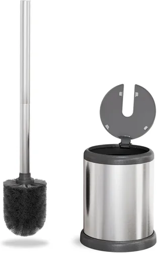 Vista 2 de ToiletTree Products Escobilla de inodoro con tapa, elegante cepillo y soporte para inodoro, juego de cepillos para inodoro con base pesada, cepillo
