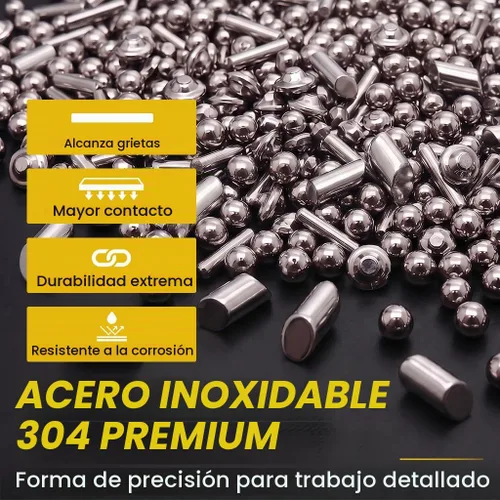 Vista 3 de Granalla de acero inoxidable de 1/8" para joyería - Mezcla de 4 formas para pulido de joyas (diagonales, balcones, bolas y pasadores) - BC