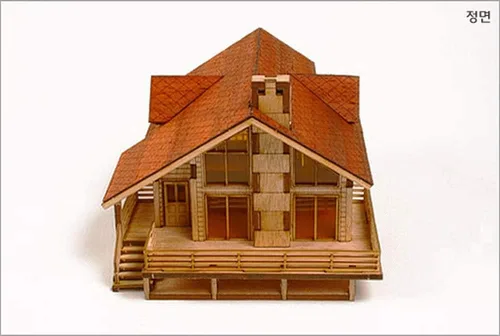 Vista 6 de Young Modeler HO Serises - Kit de modelo de madera de escritorio, casa de jardín A con una cubierta grande (YM 633): kit de catapulta en miniatura