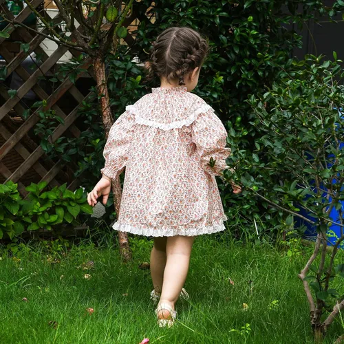 Vista 3 de pureborn Vestido tejido de algodón de manga corta y larga para bebé niña pequeña 0-5T