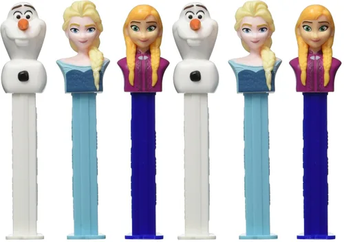 Vista 2 de PEZ Candy Disney Frozen Rolls & Dispensador Bundle – Juego de 3 personajes (Ann, Elsa y Olaf), multicolor