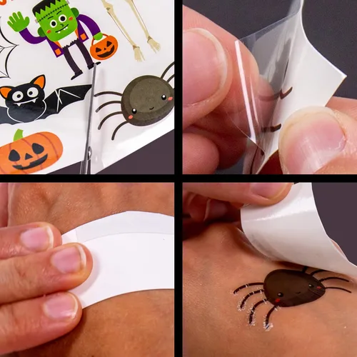 Vista 4 de Horizon Group USA Paquete de calcomanías y tatuajes de Halloween, incluye más de 450 calcomanías, más de 15 tatuajes temporales y más, ideal