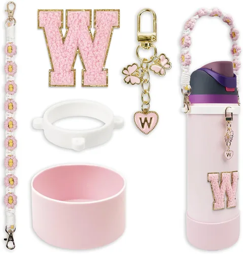 Vista 90 de SITKOL Juego de Monogramas Bonitos de Silicona Compatible con Botella de Agua Owala 24 oz, 32 oz, 40 oz - Accesorios Perfectos con la Letra Owala