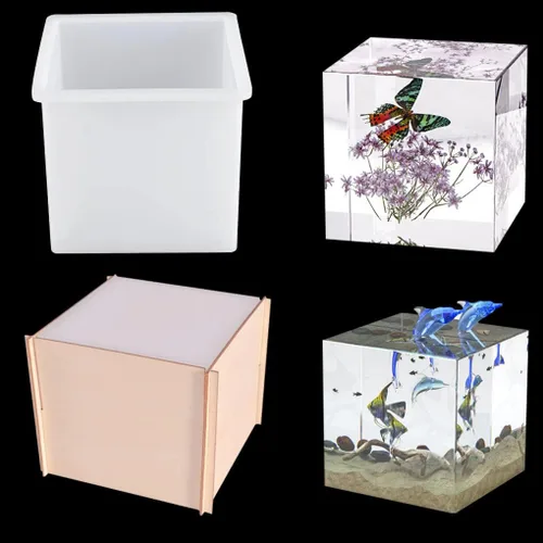 Vista 7 de Molde de resina cuadrado de 3 pulgadas, molde de silicona de cubo grande para fundición de resina, moldes epoxi transparentes para decoración