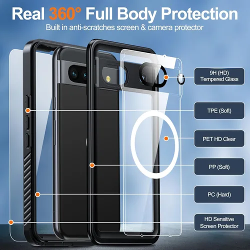 Vista 6 de Oneagle para Google Pixel 10 Pro XL Funda impermeable [Compatible con MagSafe], Funda Pixel 10 Pro XL resistente de 360° [IP68 bajo el agua]
