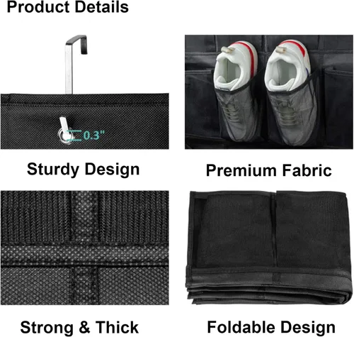 Vista 6 de Over the Door Shoe Organizer, 35 Pockets Behind the Door Storage, Hanging Shoe Organizer, Space Saving Hanging Storage Holder, Reusable Breathable