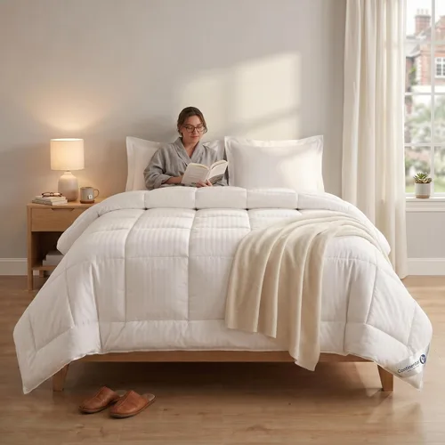 Vista 7 de Continental Bedding Affinity - Edredón alternativo de plumón, 100% algodón, funda de 300 hilos, relleno de edredón para todas las estaciones