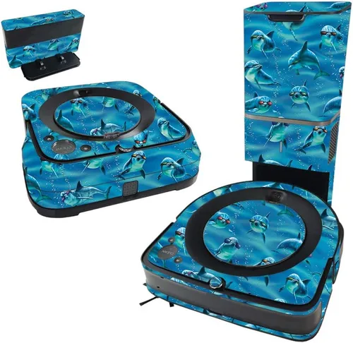 Vista 5 de MightySkins Skin compatible con iRobot Roomba s9+ Vacuum & Braava Jet m6 Bundle – Mármol ámbar, cubierta de vinilo duradera y única Fácil