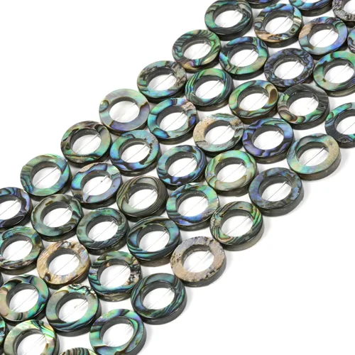 Vista 9 de 0.394 in Natural abulón Shell hueco círculo redondo plano redondo forma de donut cuentas hebra 16 pulgadas para la fabricación de joyas