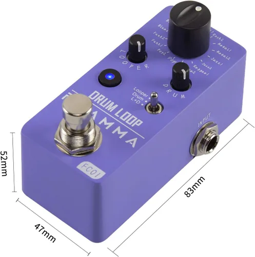 Vista 4 de Pedal looper FLAMMA FC01 y máquina de ritmos 2 en 1, pedales de guitarra con looper de tambor, tiempo de bucle de 20 minutos con 16 ritmos