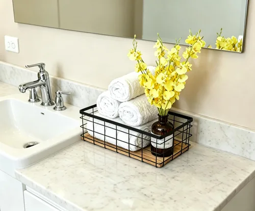 Vista 5 de ShabbyDecor Cesta de alambre de metal desmontable con base de madera, organizador de almacenamiento, cesta colgante para armarios de cocina, baño