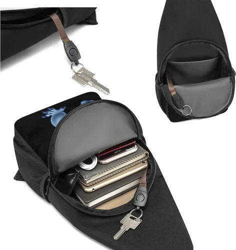 Vista 6 de Bolsa cruzada para el pecho para deportes al aire libre, mochila de viaje, senderismo, para mujeres y hombres, Cartoon, 7.5"X 3.25"X 15.25