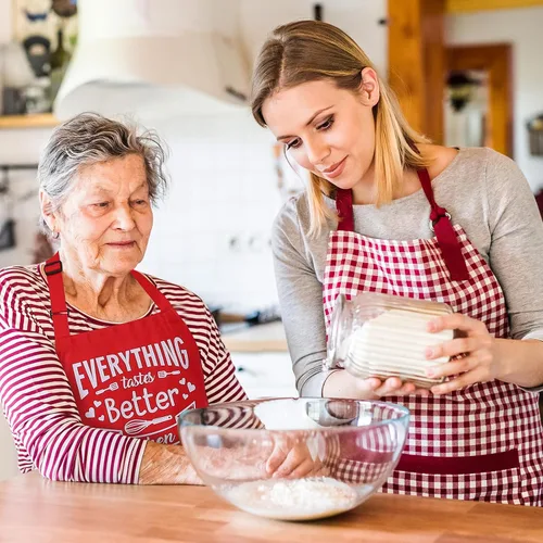 Vista 5 de Delantales divertidos para hombres, delantales de cocina profesionales con dos bolsillos, delantal de chef ajustable, delantal con babero para regalo