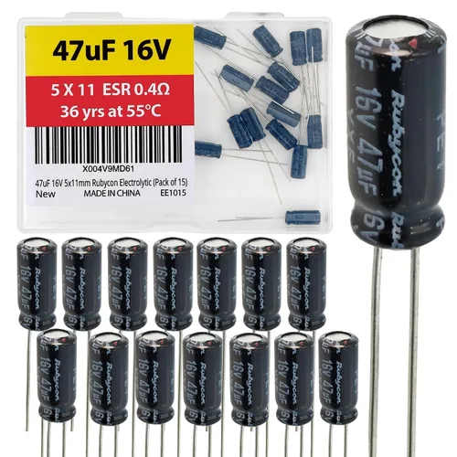 Vista 38 de 100uF 50V 8X11.5mm Rubycon Electrolytic Capacitor Low ESR 0.17Ω Long Life 36yrs at 55 Degree C mfd mircofarad Micro Farad C Radial Lead Aluminum