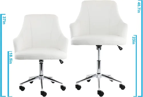 Vista 3 de Elama Silla de oficina ajustable de piel sintética en color blanco con acabado cromado