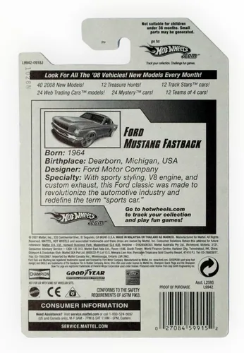 Vista 2 de Hot Wheels 2008 027 Nuevos Modelos Ford Mustang Fastback Rojo 2008 27