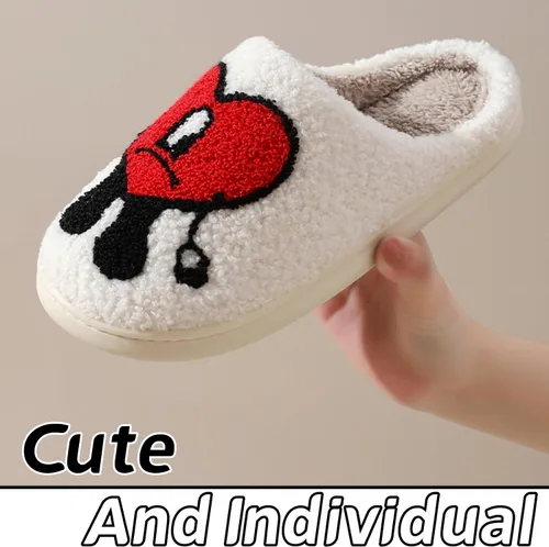 Vista 2 de LEZIRTOI Bad Cute Bunny Slippers For Women Men Couple Casual Shoes Cartoon Plush Indoor Outdoor Slipper Winter Love Pattern Slippers House Slippers