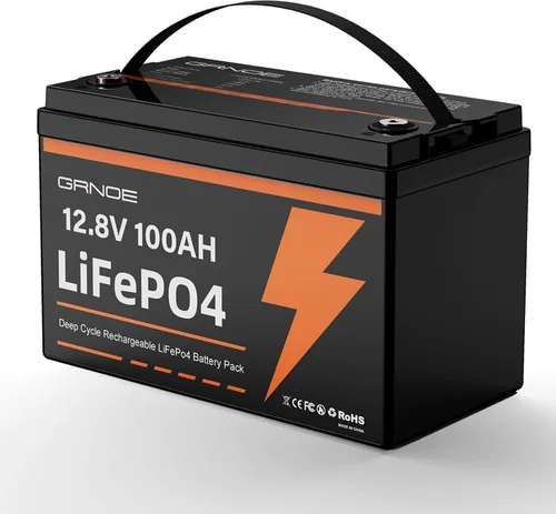 Vista 12 de Grupo 24 LiFePO4 Batería 12V 100Ah, batería de litio ligera de 21.9 libras con BMS de 100 A, 4S4P expandible, hasta 15,000 ciclos, ideal para RV