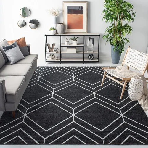 Vista 39 de SAFAVIEH Adirondack Collection - Alfombra decorativa, 2 x 3 pies, color negro y marfil, diseño geométrico moderno, no desprende pelusa y de fácil