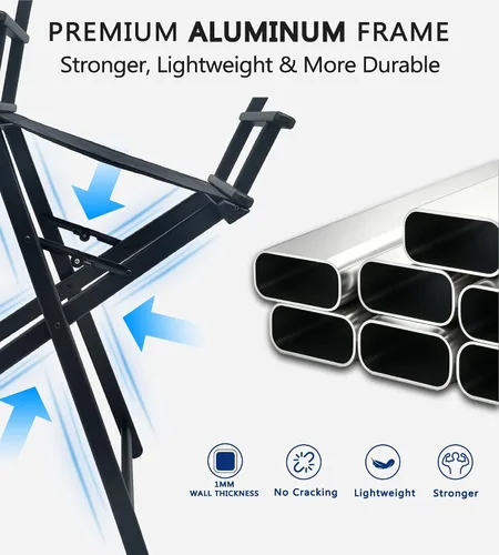 Vista 3 de Silla plegable extra alta de 30 pulgadas, silla de aluminio ligera para artista de maquillaje para cliente, silla de director portátil para estudio