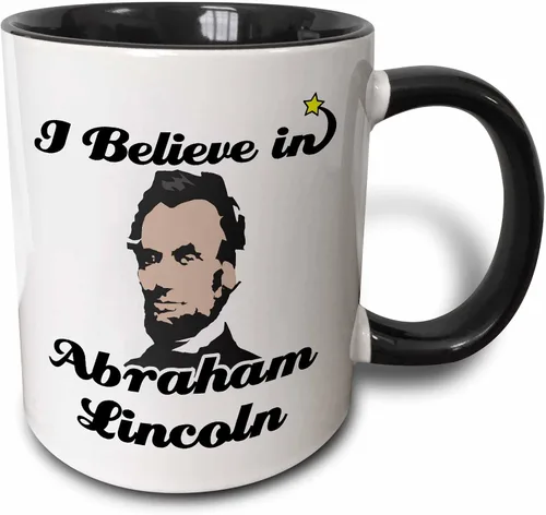 Vista 12 de 3dRose I Believe In Abraham Lincoln 11oz Two-Tone Blue Mug
