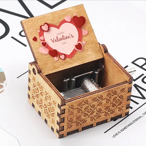 Vista 3 de Caja de música de madera personalizada U R My Sunshine Cajas musicales de manivela personalizadas, un regalo significativo para mujeres, hombres