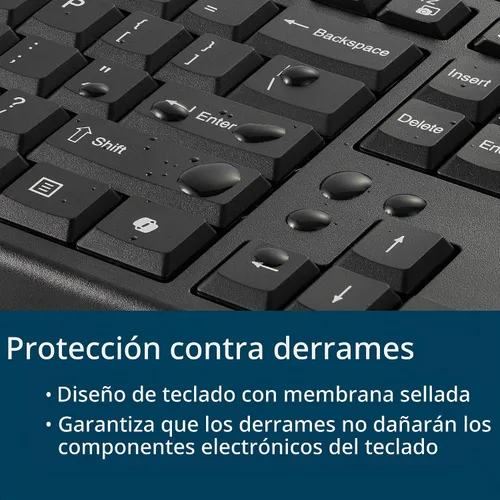 Vista 6 de Kensington KB270 EQ Teclado inalámbrico recargable, tamaño completo, a prueba de derrames, conexión Bluetooth 5.0 y 2.4 GHz, compatible con Windows