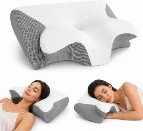 Vista 5 de Airway Pro - Almohada cervical para aliviar el dolor de cuello, almohada ortopédica de espuma viscoelástica para dormir de lado, espalda y estómago