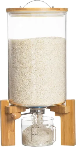 Vista 9 de Dispensador de arroz, contenedor de almacenamiento de arroz, contenedor de harina y cereales para organización de cocina y despensa, dispensador