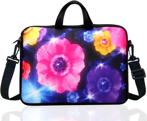 Vista 2 de 15,6 pulgadas portátil bolsa de hombro caso manga para 14 15 "15,6 pulgadas HP/Dell/Lenovo colorido flor