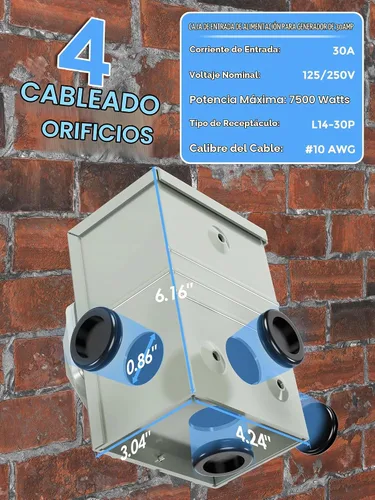 Vista 4 de CircleCord Cable de extensión para generador de 4 clavijas de 6.6 pies 30 amperios y caja de entrada con conector de bloqueo, servicio pesado NEMA