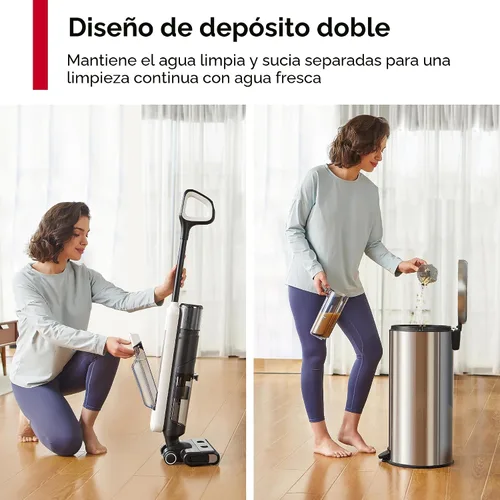 Vista 8 de Ultenic Aspiradora y trapeador inalámbrico en seco y húmedo, Combo de aspiradora y trapeador con auto-limpieza, 50 minutos de duración, detección