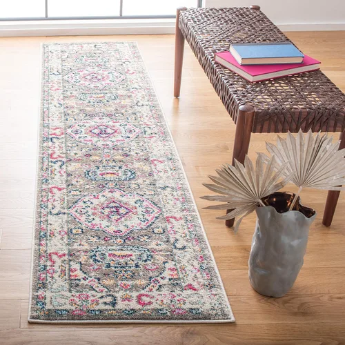 Vista 34 de SAFAVIEH Madison Collection - Alfombra de pasillo de 2 pies 2 pulgadas x 8 pies, color salvia y marfil, diseño bohemio oriental envejecido,
