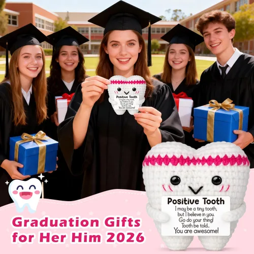 Vista 7 de Regalo de dientes de ganchillo para el día del padre de parte de hija, hijo, esposa, regalo de jubilación positivo para enfermeras, adultos