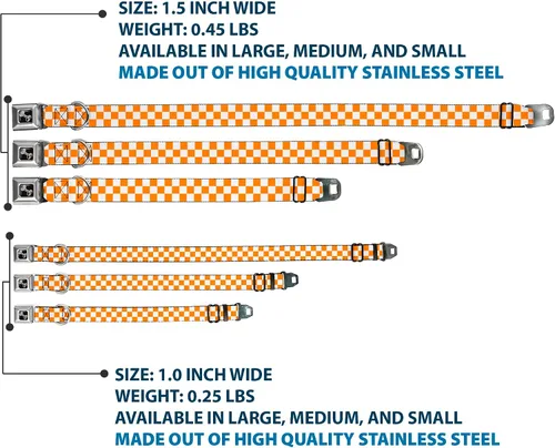 Vista 3 de Buckle-Down Checker White/Tan Orange Dog Collar Bone, Small/9-15
