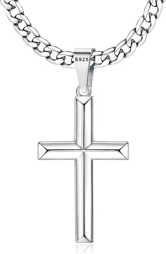 Vista 9 de MILACOLATO 925 Sterling Silver Cross Necklace for Men Women 16-30 Inches
