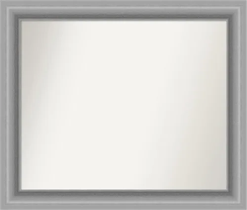 Vista 212 de Amanti Art Espejo de baño plateado para sobre fregadero, 26 x 26 pulgadas, espejo cuadrado de níquel pulido, marco de madera tradicional mediano, se