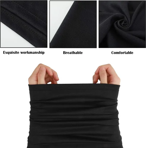 Vista 7 de 6 piezas de protección solar UV cuello polaina bufanda verano cubierta facial pasamontañas transpirable bandana negro, Negro