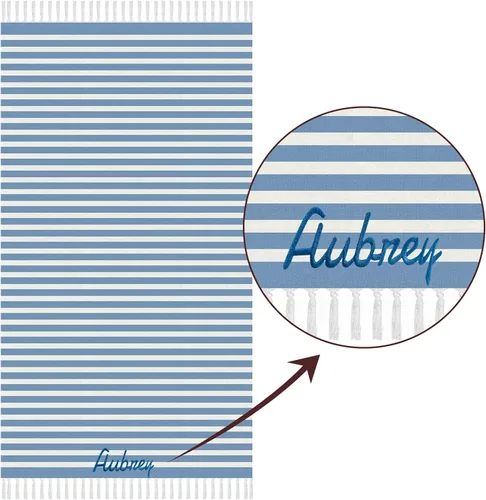 Vista 2 de Toalla de playa personalizada con borlas, toalla de playa turca personalizada de gran tamaño con nombre bordado para adultos y niños, piscina