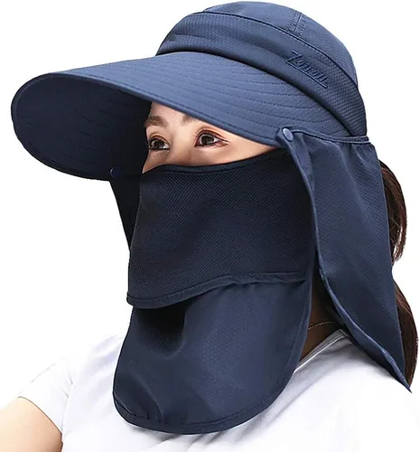 Vista 6 de Moda al aire libre UPF 50+ protección solar UV impermeable de secado rápido transpirable cara cuello solapa cubierta plegable sombrero de sol