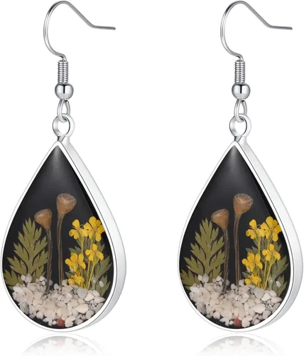 Vista 65 de Forget-Me-Not and Queen Anne's Lace Pressed Wildflower Earrings Pressed Flower Earrings Handmade Drop and Dangle Earrings Gift for Woman
