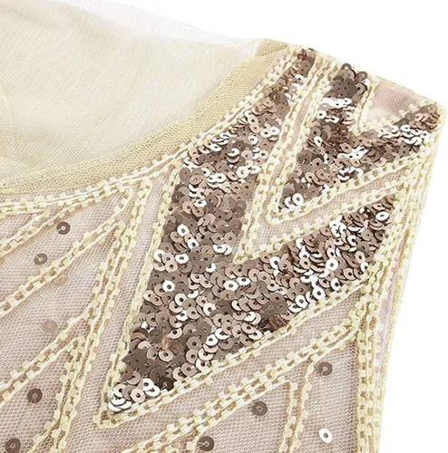 Vista 4 de Vestido largo de Gatsby Flapper con lentejuelas vintage de los años 20 para mujer, vestido formal de boda, noche, vestido de cóctel para fiesta