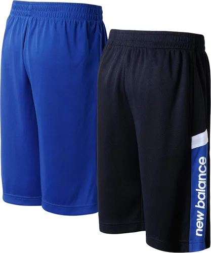 Vista 2 de New Balance Pantalones cortos activos para niños paquete de 2 pantalones cortos de baloncesto de malla atlética niño pequeñoniño grande