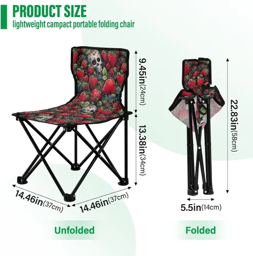 Vista 3 de Al aire libre plegable divertido fresa cráneo camping sillas para adultos silla de camping portátil silla de césped ligero 202a4572