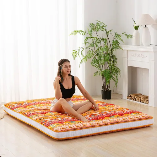Vista 6 de Dr.Futon - Colchón tipo futón japonés para piso, extra grueso, plegable, enrollable, cubrecama para invitados, esterilla para acostarse y viajar