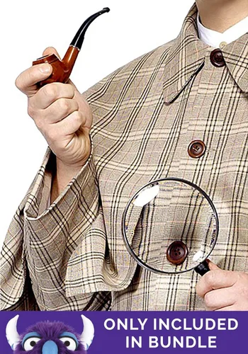 Vista 3 de Disfraz de detective detective con sombrero para adultos, traje de investigador, chaqueta de pata de gallo para Halloween y disfrazarse