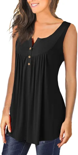 Vista 2 de Ulovmi Camiseta sin mangas de talla grande para mujer, túnica sin mangas, para llevar con leggings