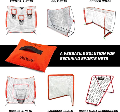 Vista 5 de GoSports Sports Net - Juego de 4 anclajes con peso para redes de béisbol, porterías de fútbol, redes de golf, redes de fútbol, redes de hockey y más