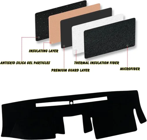 Vista 4 de Tapete para Cubierta de Tablero de Instrumentos Compatible con Nissan Frontier 2007-2021 Suzuki Equator 2009-2012 Protector Antideslizante con Borde