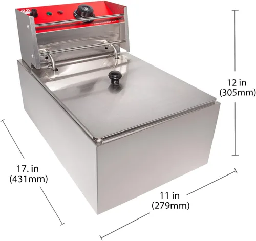 Vista 2 de ALDKitchen Freidora eléctrica de 6 litros, 1.75 kW, acero inoxidable, control manual de temperatura de 60 a 392.0 °F, protección contra